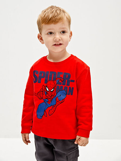 Bisiklet Yaka Uzun Kollu Spiderman Bask?l? Erkek Bebek Sweatshirt - Waikiki фото 2
