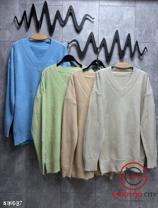 Удлиненный свитер-туника с V вырезом - Bruno фото 7