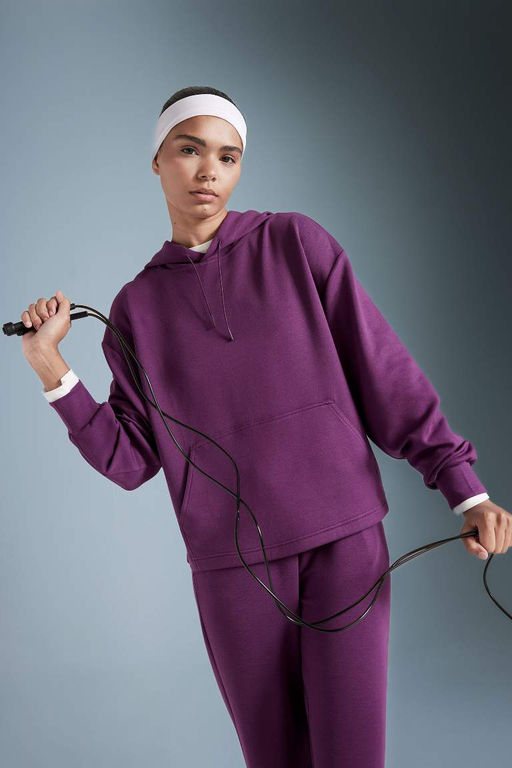 DeFactoFit Oversize толстовка широкого кроя премиум-класса с капюшоном и карманами-кенгуру для спортсменов  фото 3