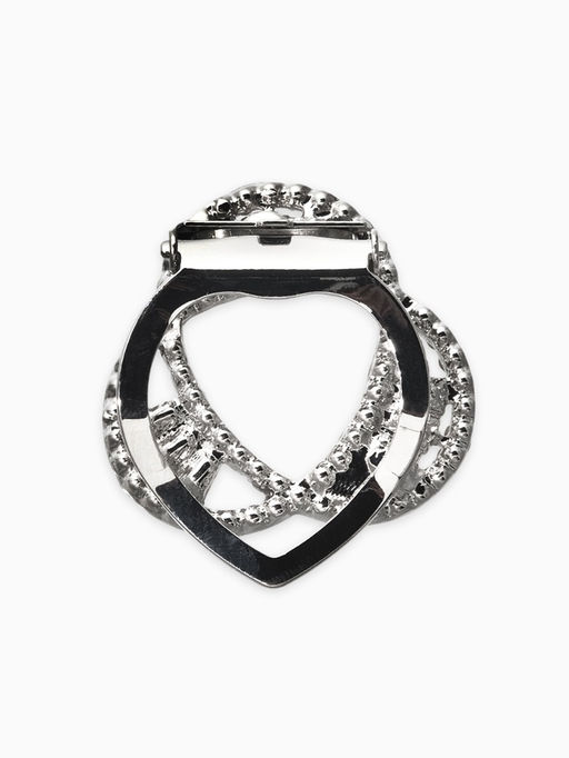 Зажим для платка "Узоры" три нити, цвет белый в серебре