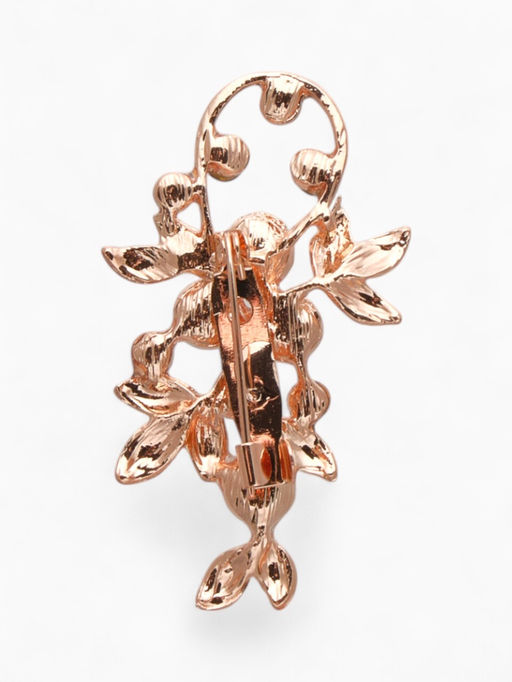 Брошь Жемчужная ветвь с росой, цвет бело-фиолетовый в розовом золоте