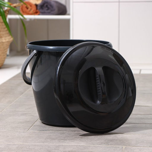 Ведро с крышкой «Удачное», 10 л, пластик, чёрное