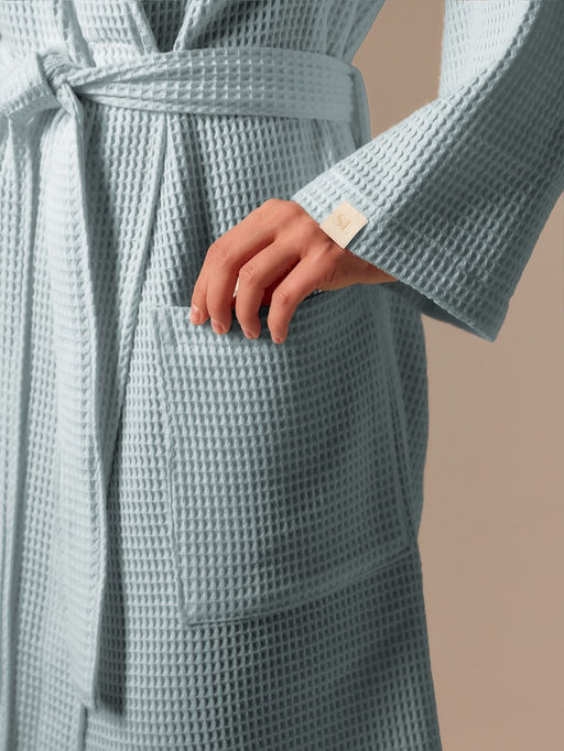 Халат вафельный женский SL HOME: Basic «Аззура», размер M, хлопок 100%, бирюзовый