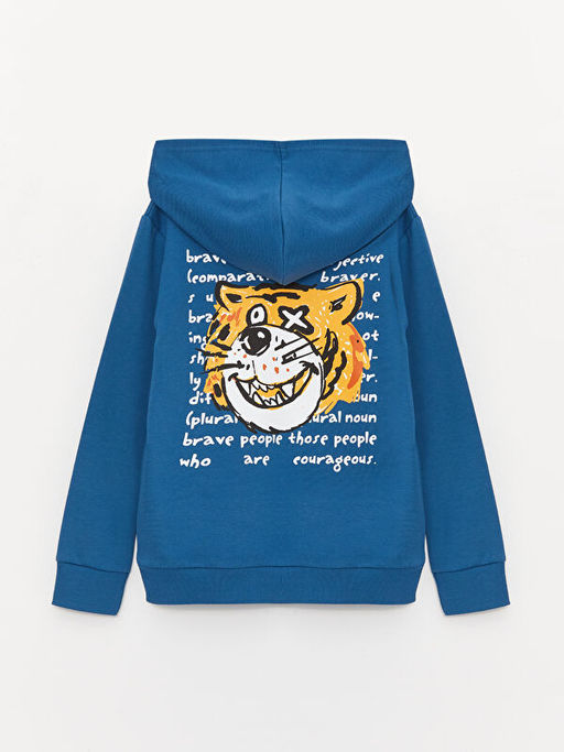 Bask?l? Uzun Kollu Erkek ?ocuk Hoodie - Waikiki фото 2