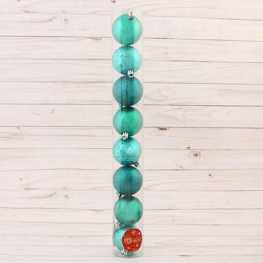 Ёлочные игрушки Изумруд ассорти, шары новогодние, d=6 см, набор 8 шт., зелёный - Зимнее волшебство фото 2