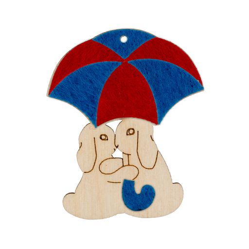 Заготовка для декорирования Mr. Carving ВД-684 Набор с фетром фанера 0.3 см №3 Влюбленные зайчики под зонтом (6х5см)