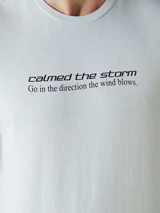 Bisiklet Yaka Bask?l? Penye Erkek Ti??rt