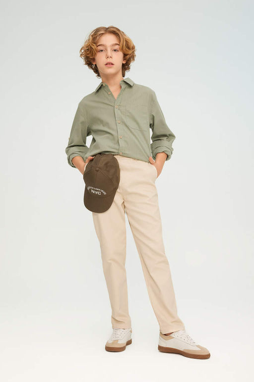 Саржевые брюки свободного кроя для мальчиков стандартного кроя - Defacto фото 2