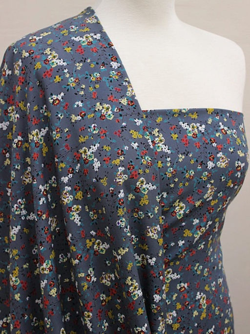 Штапель Премиум Виринея цв.т.лазурно-серый винтаж, ш.1.45м, вискоза-100%, 120гр/м.кв - Купава фото 7