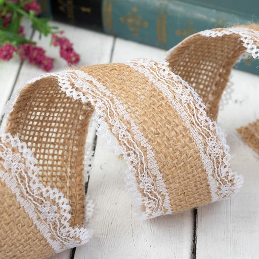 Лента из джута Кружево, 37 мм, 4,5 0,5 м, цвет белый - Арт узор фото 4