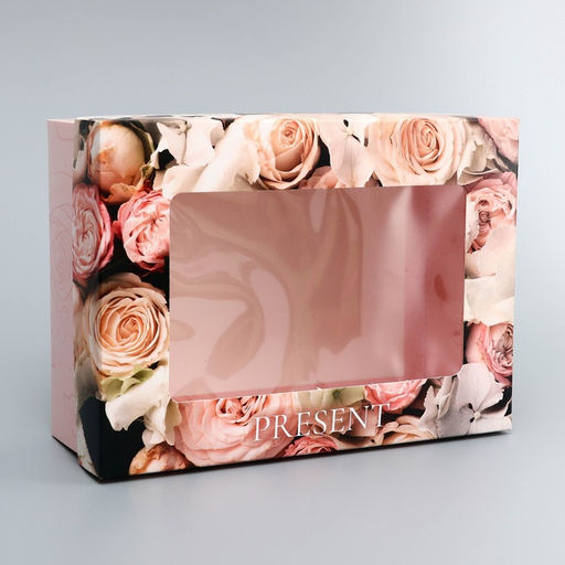 Цена за 2 шт. Коробка складная, крышка-дно, Present, 21×15×7 см с окном