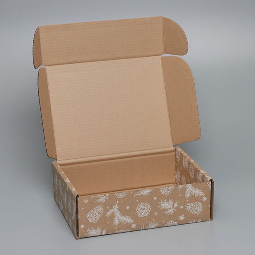 Цена за 2 шт. Коробка новогодняя складная «Шишки», бурый, 27×21×9 см, Новый год