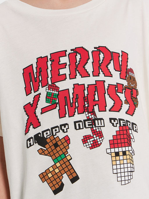 Футболка для мальчиков бежевая новогодняя с печатью - Mark formelle фото 5