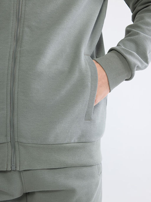 Dik Yaka Erkek Fermuarl? Sweatshirt