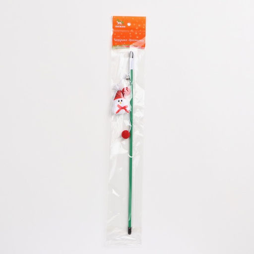 Дразнилка-удочка для кошек с бубенчиком Снеговик, 40 см - Пижон фото 4