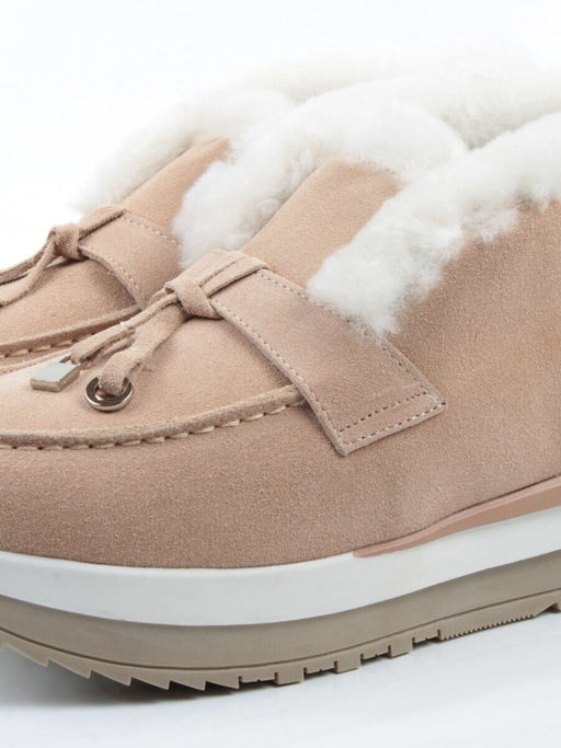 04-5520-11 BEIGE Ботинки зимние женские (натуральная кожа, 100% шерсть)