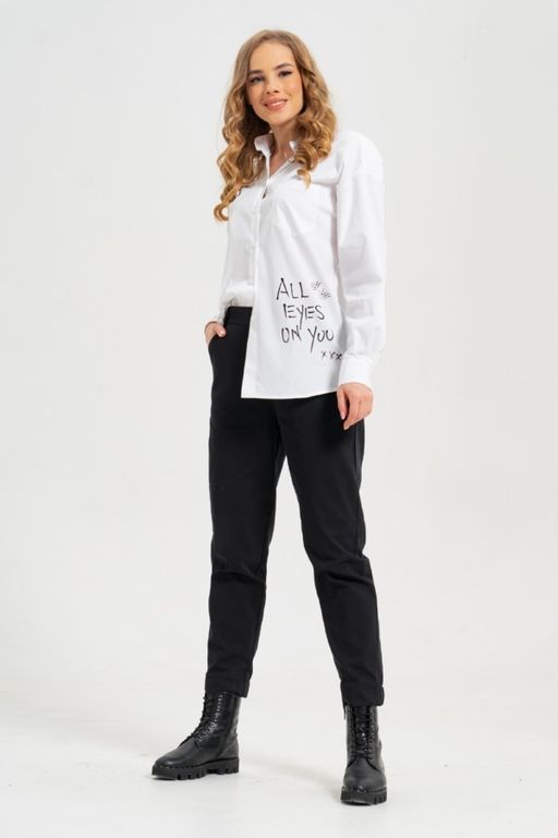 рубашка из тонкого хлопка в стиле OVERSIZE    с кокеткой на спине - А+б коллекция фото 23