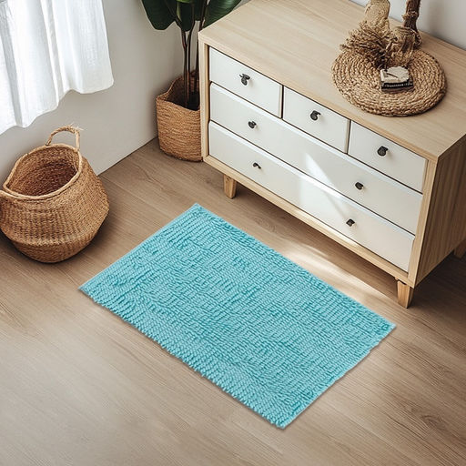 Коврик для ванной Доляна Букли длинные, 50?80 см, длина букли 2 см, цвет голубой  фото 2