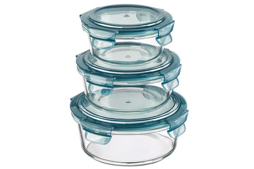 Набор 3 круглых контейнеров 400 мл, 620 мл, 950 мл с пластик. крышк. с защел., с сил.уплотн