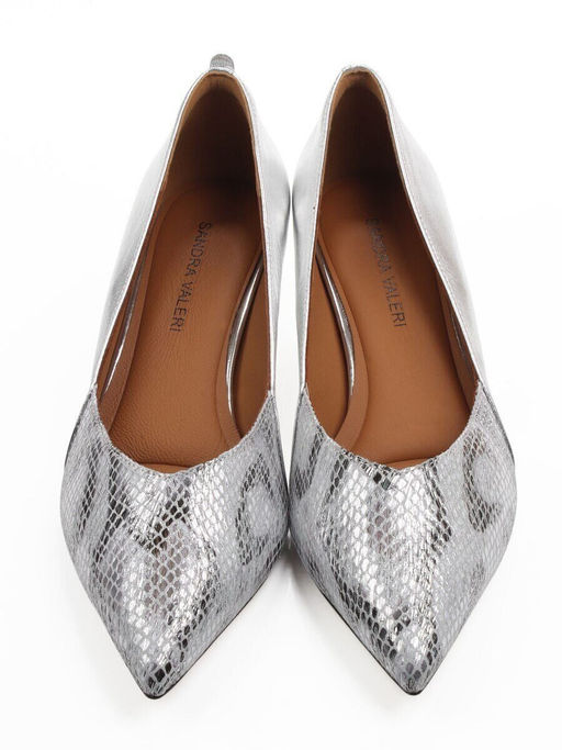 06-P3166 GREY/SILVER Туфли женские (натуральная кожа)