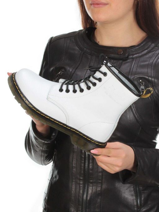 B6019-2 WHITE Ботинки демисезонные женские (натуральная кожа) - Фабричный китай фото 3