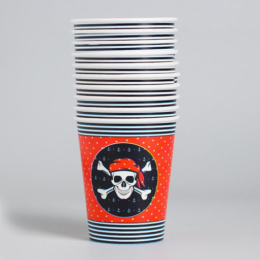 Цена за 10 шт. Бумажный стакан Пиратский, 250 мл - Страна карнавалия фото 2
