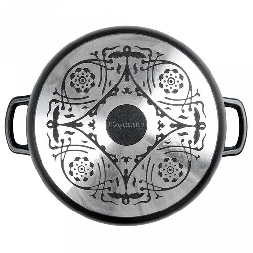 Жаровня с антипригарным покрытием 3,0л, д26см "Классик", h7см, s0,4см, литые ручки, стеклянная крышка с пароотводом, подарочная упаковка (Россия)