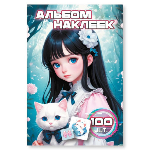 Цена за 2 шт. Альбом с наклейками А6 100 наклеек "Девочка" (9074)