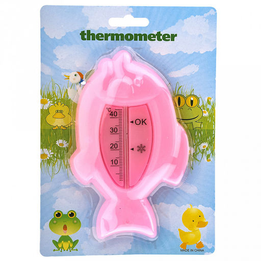 Термометр для ванны +45-0С "Рыбка" 15х9,3см, пластик, цвета в ассортименте: голубой, розовый, зеленый, в блистере (Китай)