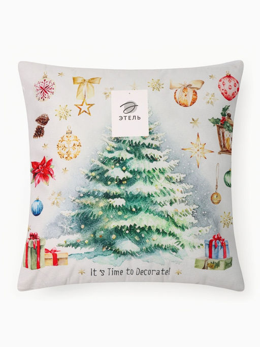 Подушка декоративная новогодняя «Этель. Time to decorate», 40×40 см, велюр