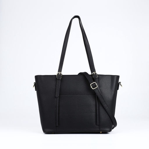 Сумка - шоппер женская на молнии, 2 кармана, 40×13×25 см, чёрная