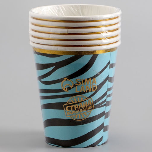 Стаканы бумажные Полоски, 6 шт., цвет синий - Страна карнавалия фото 3