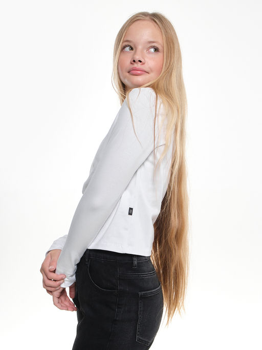 Лонгслив трикотажный для девочки 22-7700 белый - Mini maxi фото 2