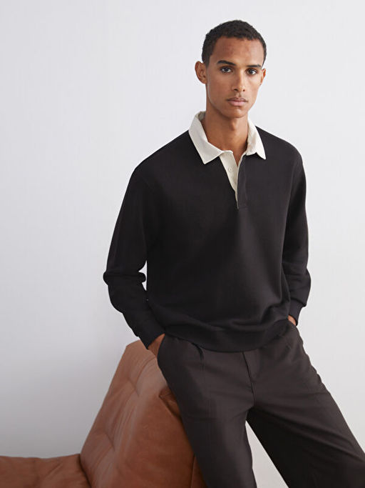 Polo Yaka Erkek Sweatshirt