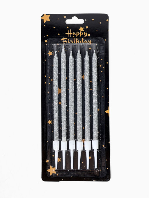 Цена за 2 шт. Свечи для торта «Твой день», 6 шт, серебро