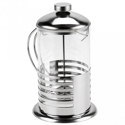 Френч-пресс корпус из нержавеющей стали "Полоски" 800мл, д9,6см h20,5см, стеклянная колба, в подарочной коробке (Китай)