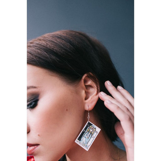 Серьги акрил Таро верховная жрица, цветные в серебре - Queen fair фото 5