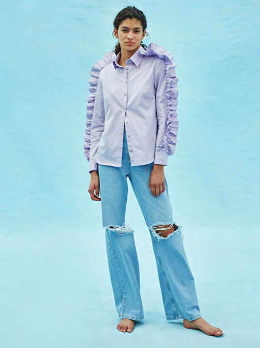 KOLLARI FIRFIR DETAYLI ?NDEN D??MEL? KADIN JADE G?MLEK - Waikiki фото 3