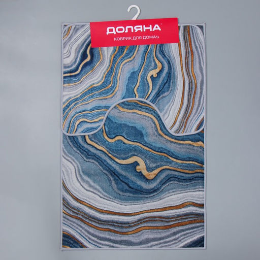 Коврики для ванной и туалета Доляна «Каменная лагуна», 2 шт., 50×80 см, 50×40 см