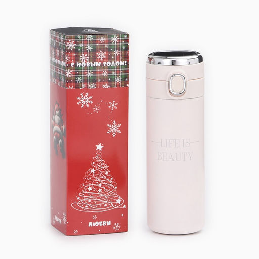 Термос, 420 мл, Life is beauty, сохраняет тепло 8 ч, с термометром