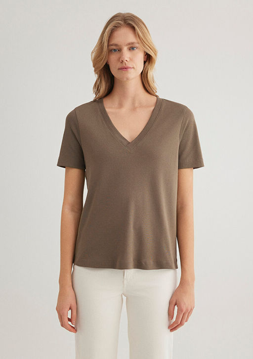 Kahverengi Tisort - Mavi фото 3