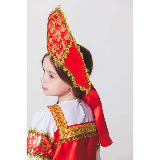 Русский народный костюм Любавушка, платье-сарафан, кокошник, р-р 34, рост 134 см, красный - Страна карнавалия фото 14