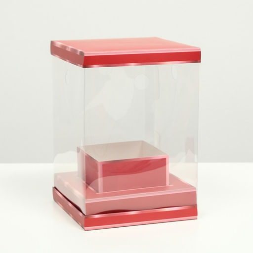 Коробка для цветов с вазой и PVC окнами складная, красный, 16 х 23 х 16 см - UPAK LAND фото 2