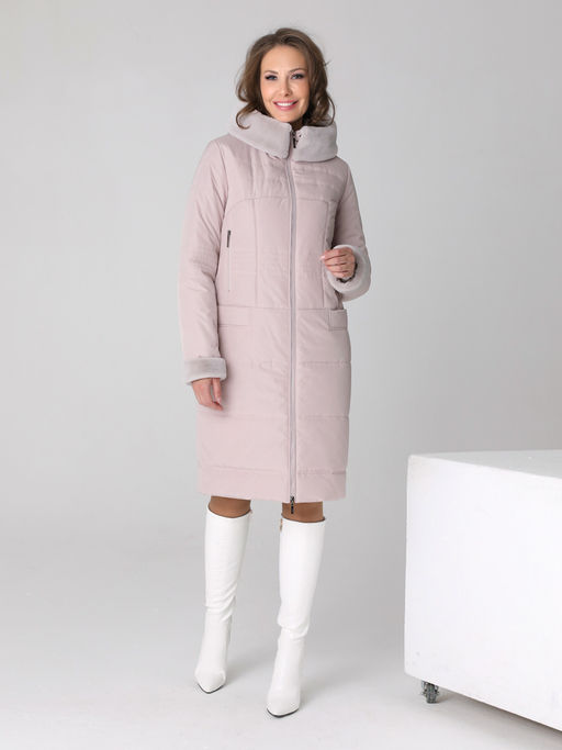Не продается на маркетплейсах! 23412 Пальто серо-розовый - Dizzyway фото 2