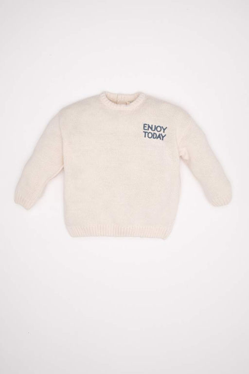 Свитер с круглым вырезом с принтом для маленьких мальчиков - Defacto фото 5