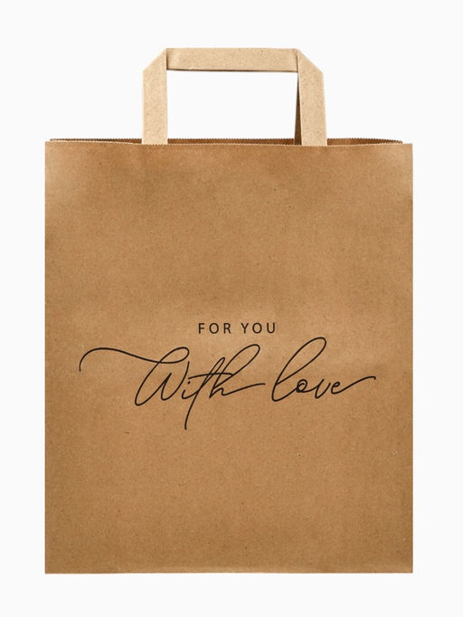 Цена за 10 шт. Пакет подарочный крафтовый For you with love, 24 х 28 х 14 см - Доступные радости фото 2