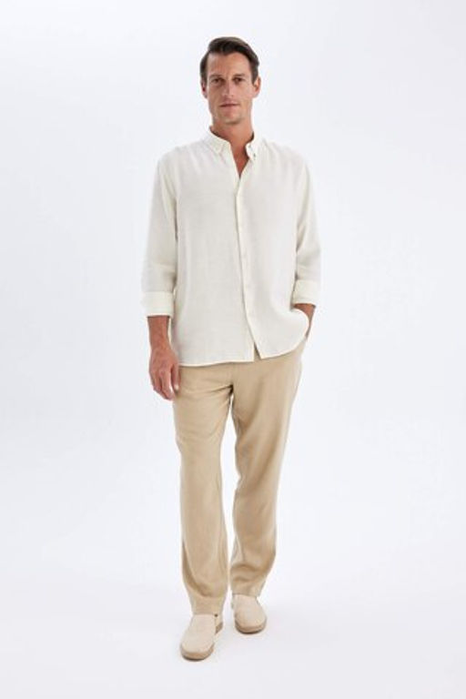 Yazl?k Keten Kar?s?ml? Jogger Pantolon Relax Fit Rahat Kesim Dar Paca Cepli - Defacto фото 3