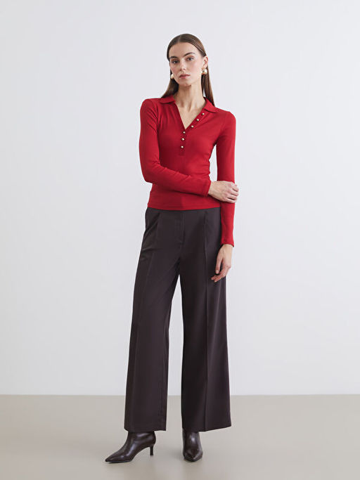 Polo Yaka Modal Kar???ml? Kad?n Ti??rt