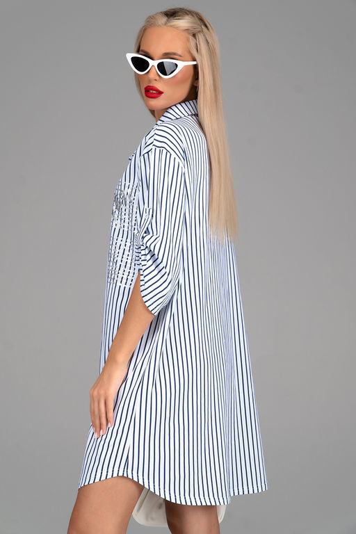 Платье  рубашка Молли (мелкая полоска) - Эльза фото 18