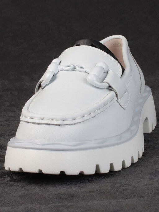 03-HY6-2D WHITE Лоферы женские (натуральная кожа)